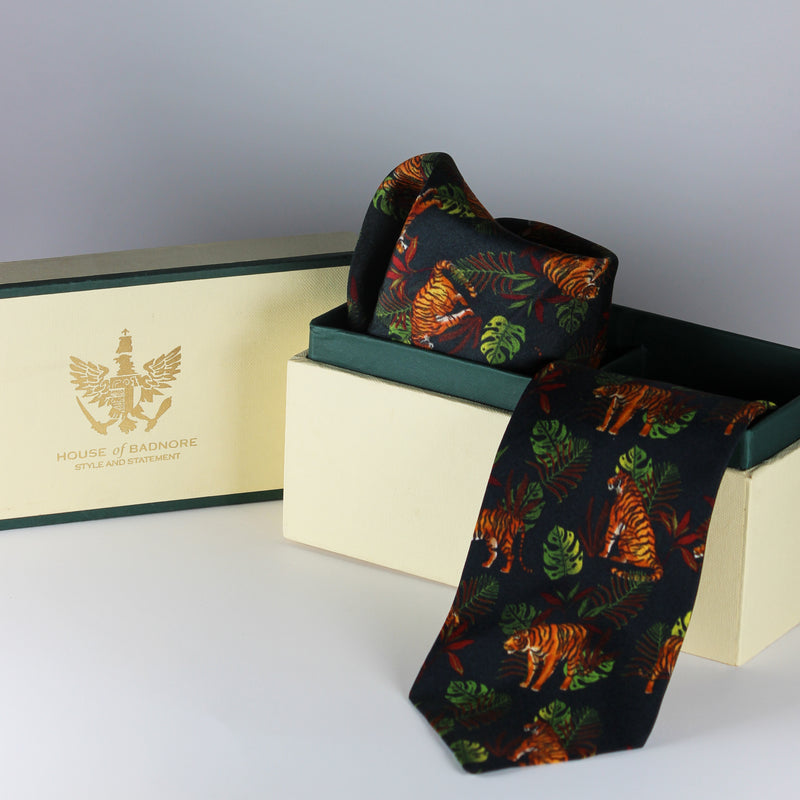 Eye of the Tiger Pocket Square & Tie Set