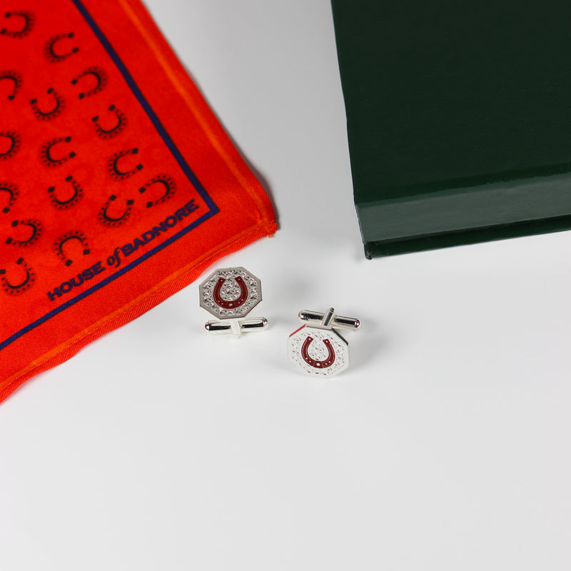 Horseshoe Pocket Square & Cufflinks Set