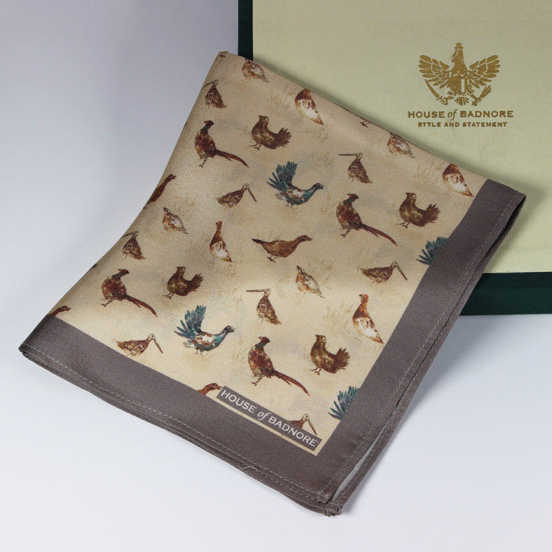 Pheasant Pocket Square & Ascot Scarf Set